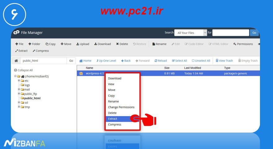 نصب wordpress