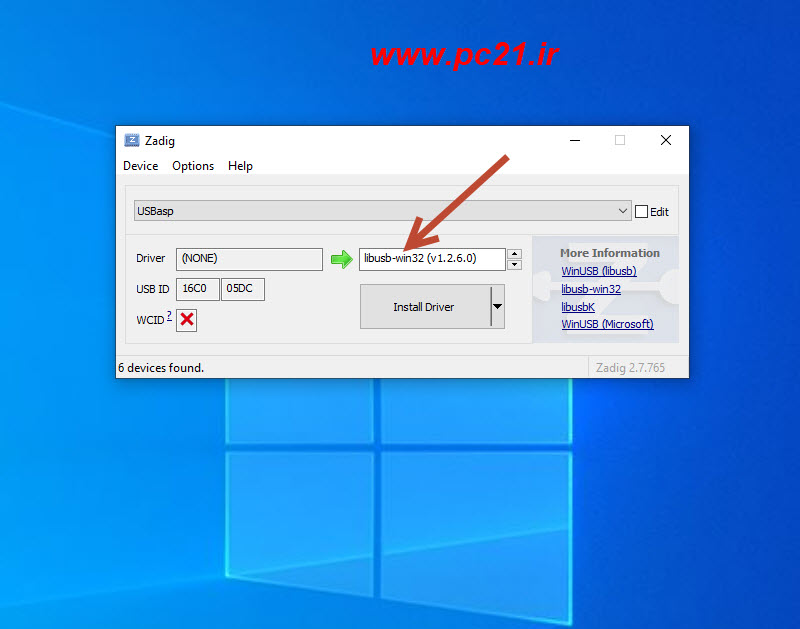 نصب درایور پروگرامر usbasp